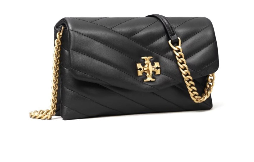 TORY BURCH KIRA CHEVRON QUILTED LEATHER WALLET ON CHAIN