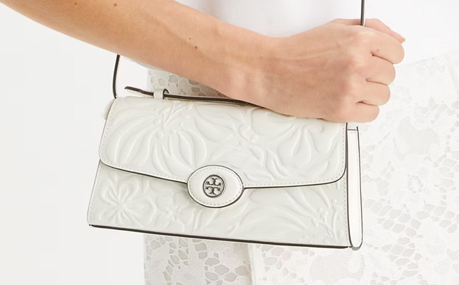 TORY BURCH MINI ROBINSON FLORAL EMBOSSED CROSSBODY BAG