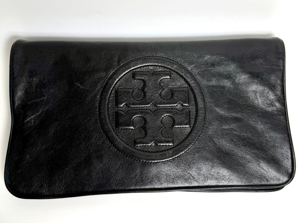 TORY BURCH REVA LEATHER CLUTCH BAG