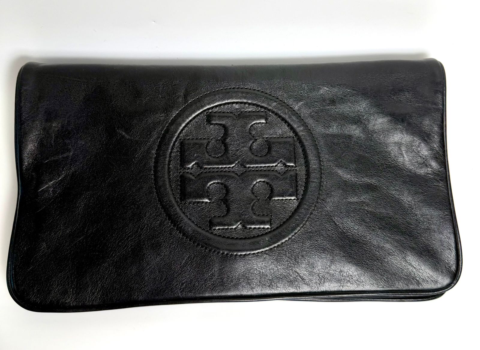 TORY BURCH REVA LEATHER CLUTCH BAG