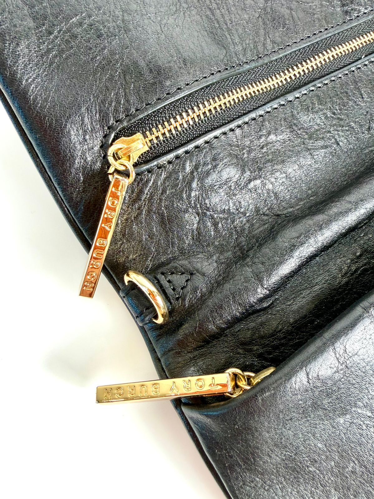 TORY BURCH REVA LEATHER CLUTCH BAG