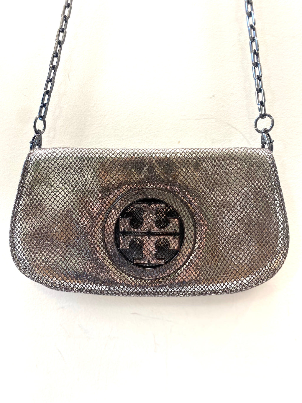 TORY BURCH EMBOSSED LEATHER SHOULDER BAG