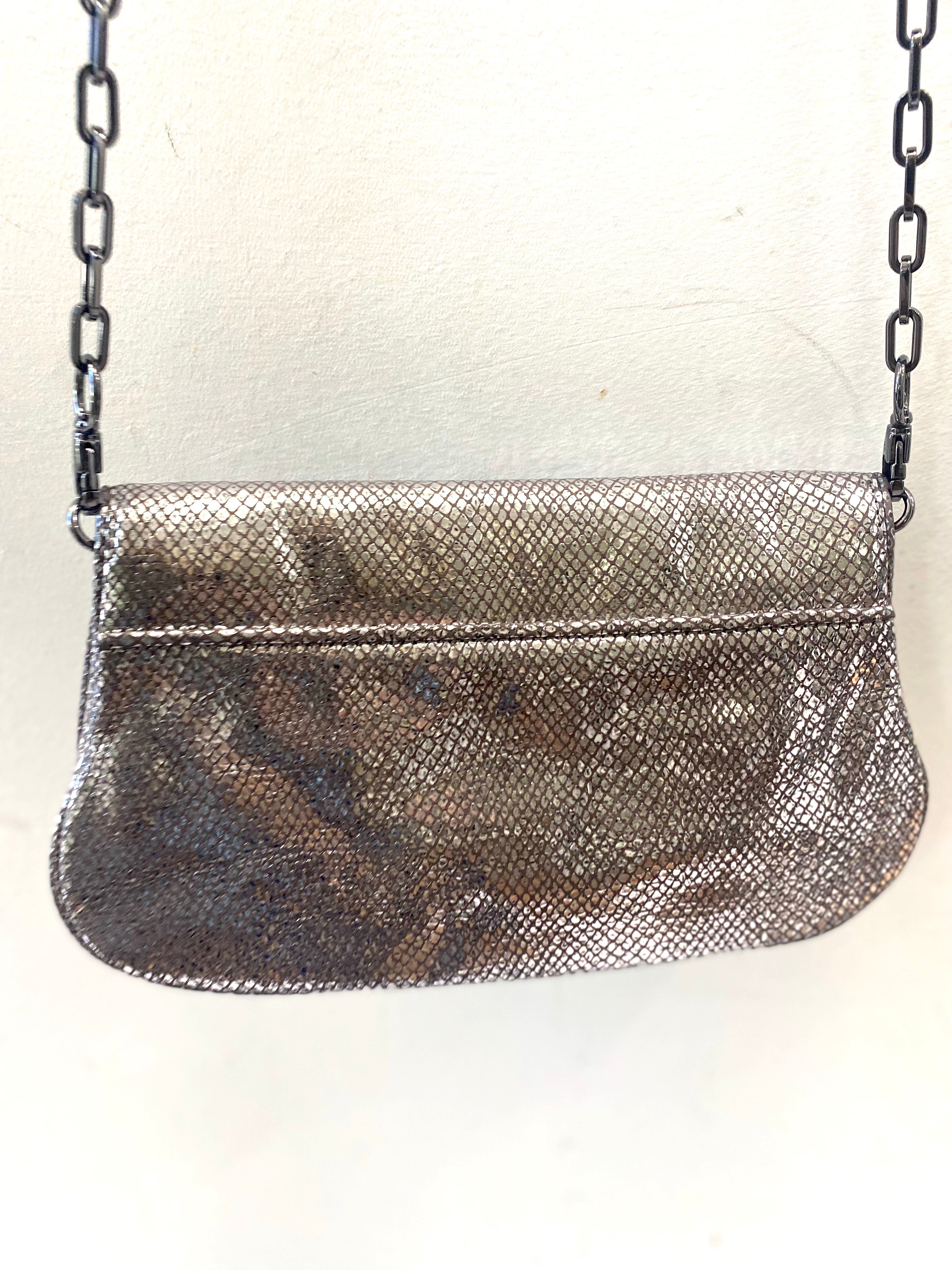 TORY BURCH EMBOSSED LEATHER SHOULDER BAG