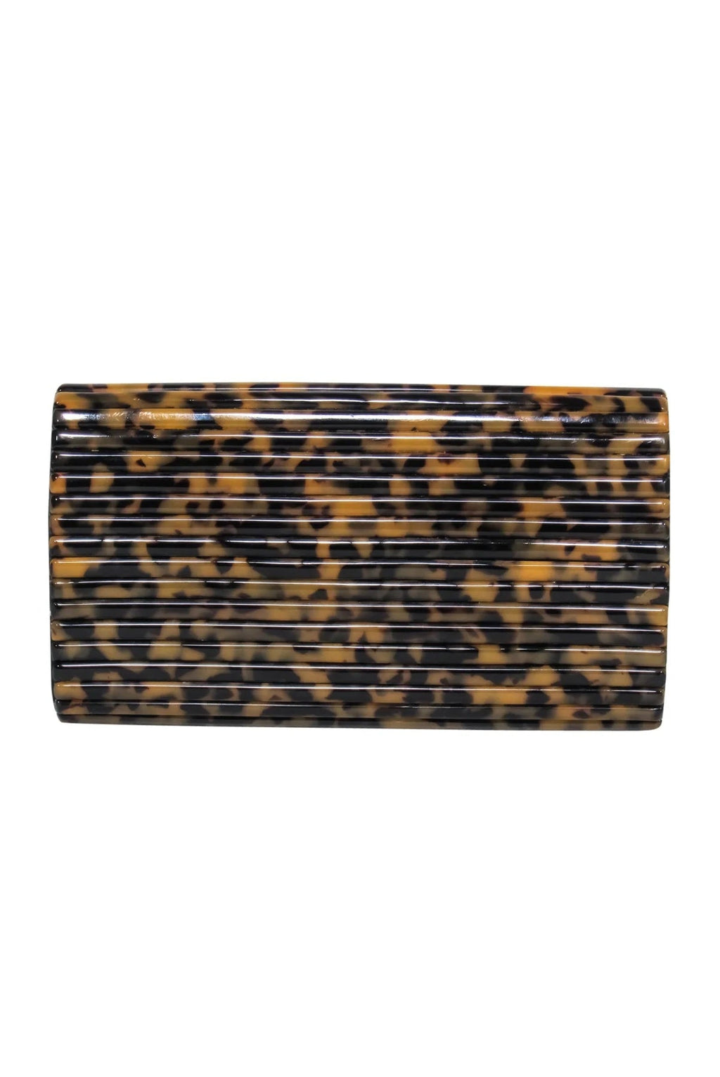 TORY BURCH LEOPARD PRINT ACRYLIC FOLD OVER KERRY CLUTCH BAG