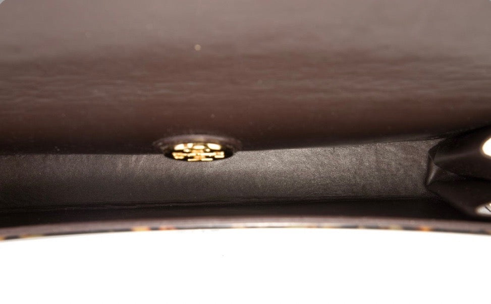 TORY BURCH LEOPARD PRINT ACRYLIC FOLD OVER KERRY CLUTCH BAG