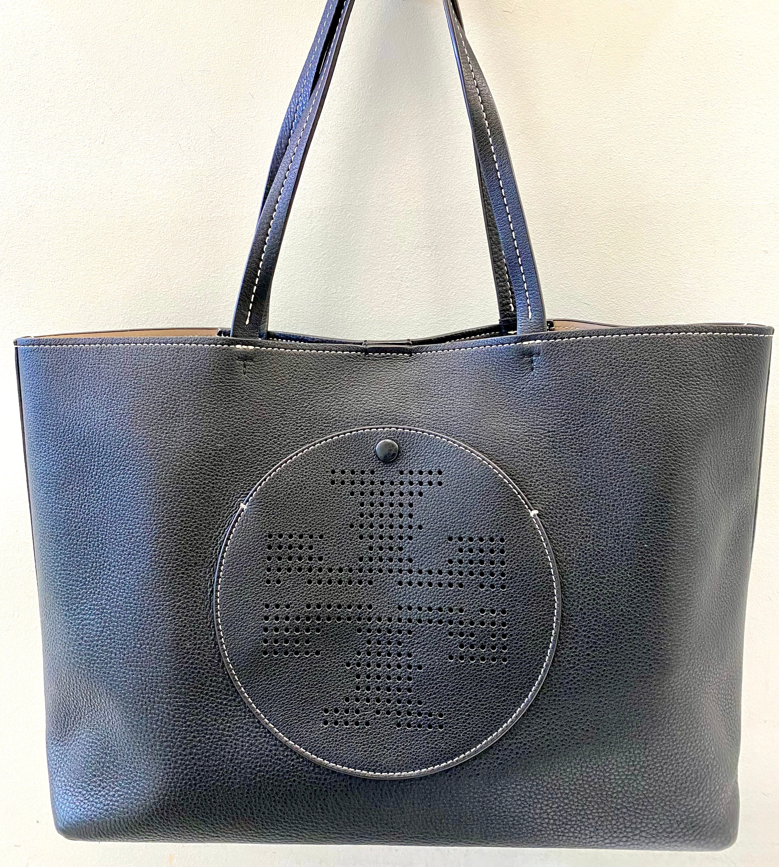 TORY BURCH PERFORATED LOGO LEATHER TOTE BAG