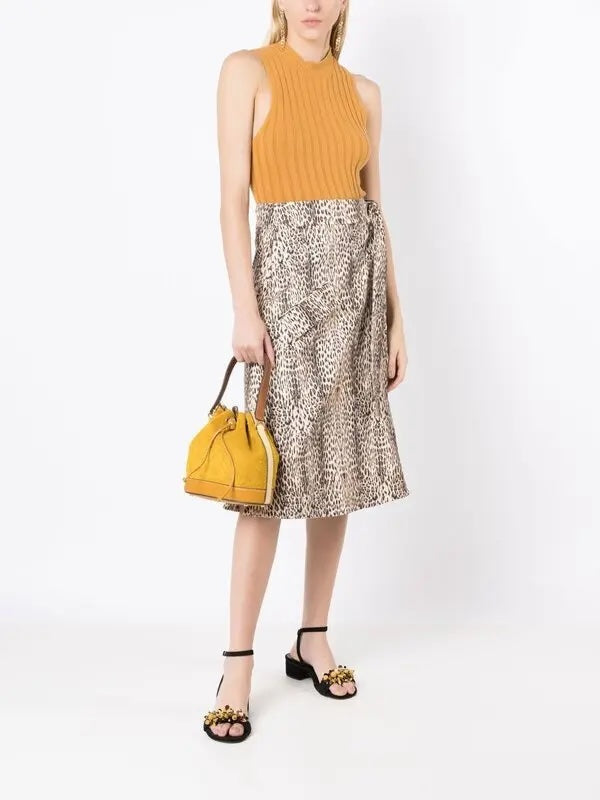 TORY BURCH MONOGRAM EMBOSSED SUEDE BUCKET BAG