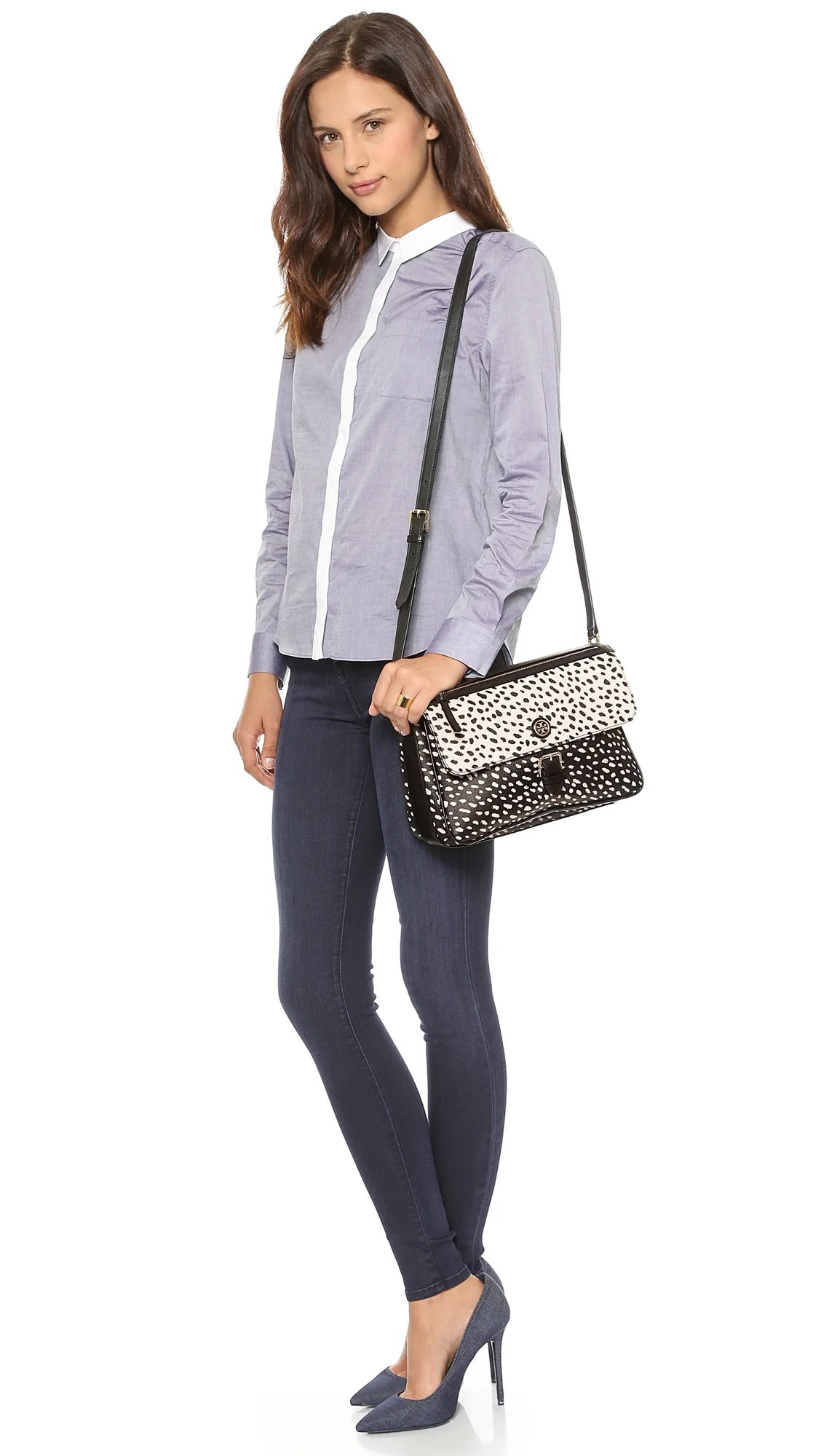 TORY BURCH KERRINGTON DOTTED PONY PRINT CROSSBODY BAG