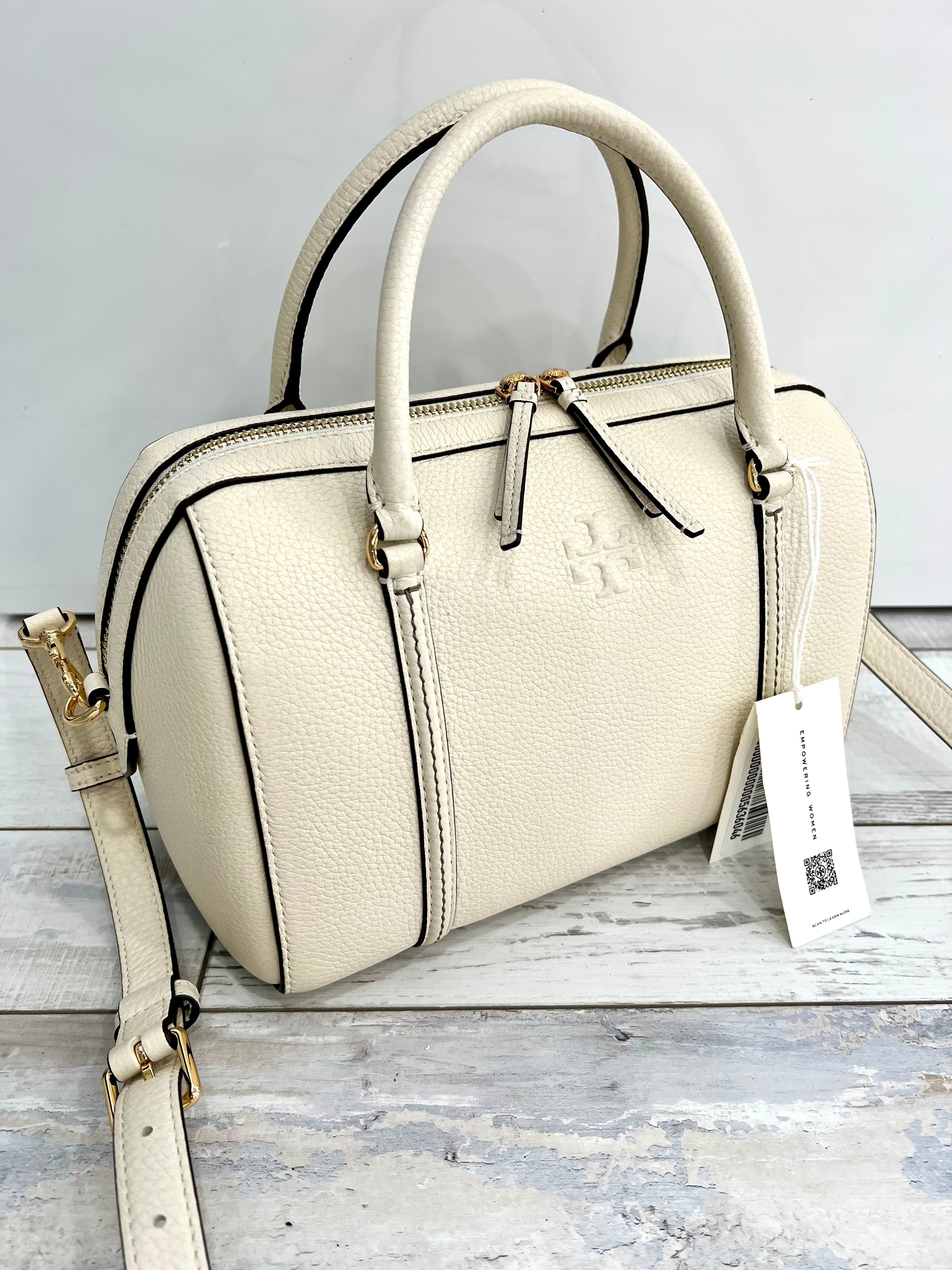 TORY BURCH LEATHER THEA BARREL SATCHEL BAG