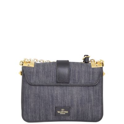 VALENTINO GARAVANI B ROCKSTUD DENIM CROSSBODY BAG