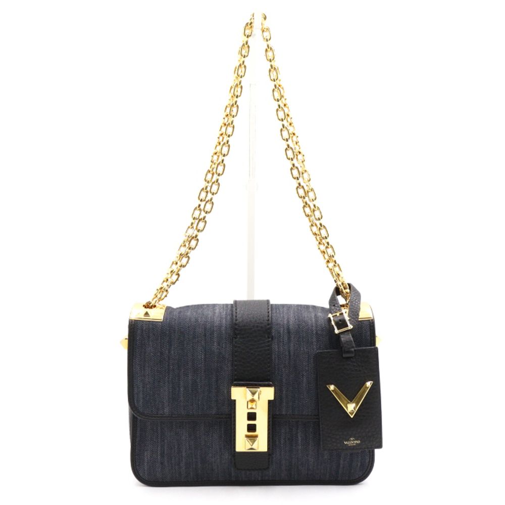 VALENTINO GARAVANI B ROCKSTUD DENIM CROSSBODY BAG