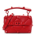 VALENTINO GARAVANI ROMAN STUD NAPPA LEATHER SHOULDER BAG IN ROUGE