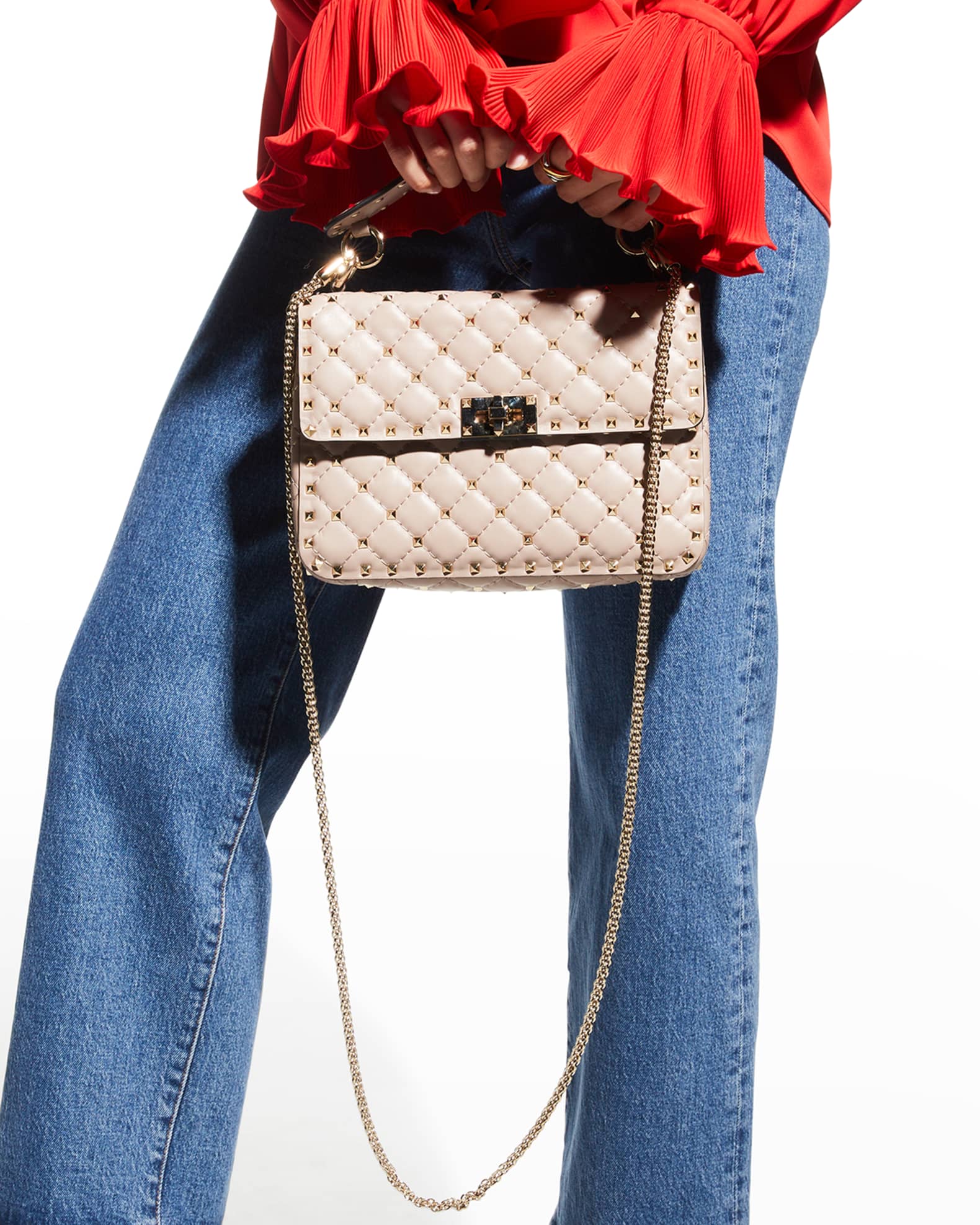 VALENTINO GARAVANI NAPPA MEDIUM ROCKSTUD SPIKE SHOULDER BAG