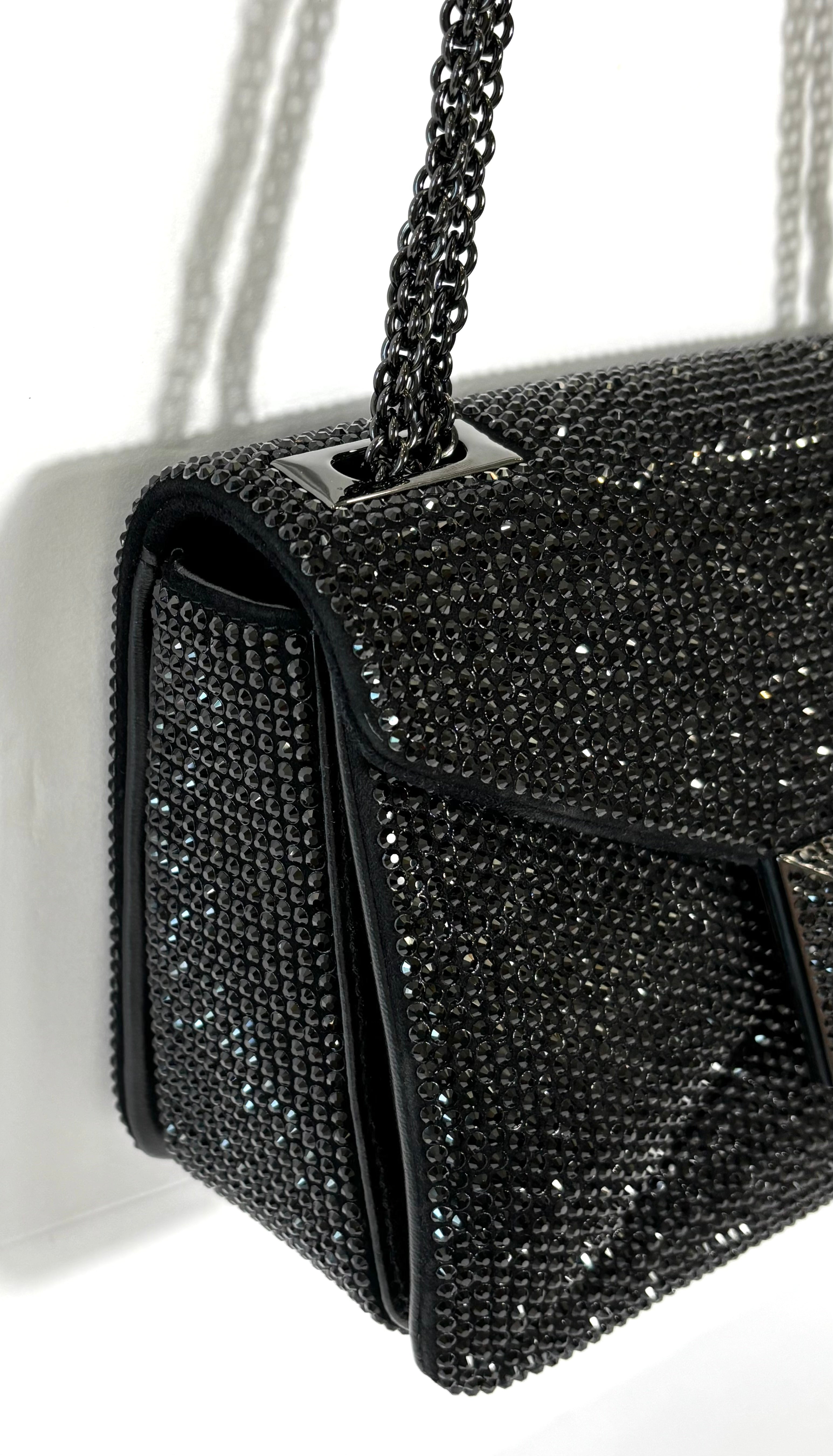 VALENTINO GARAVANI ONE STUD CRYSTAL EMBELLISHED SHOULDER BAG