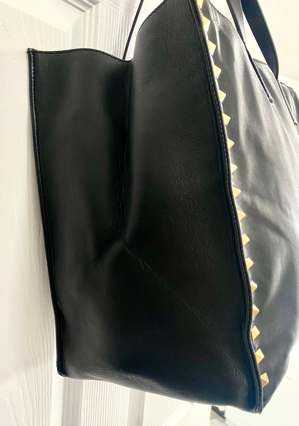 VALENTINO NAPPA LEATHER ROCKSTUD SOFT TOTE BAG