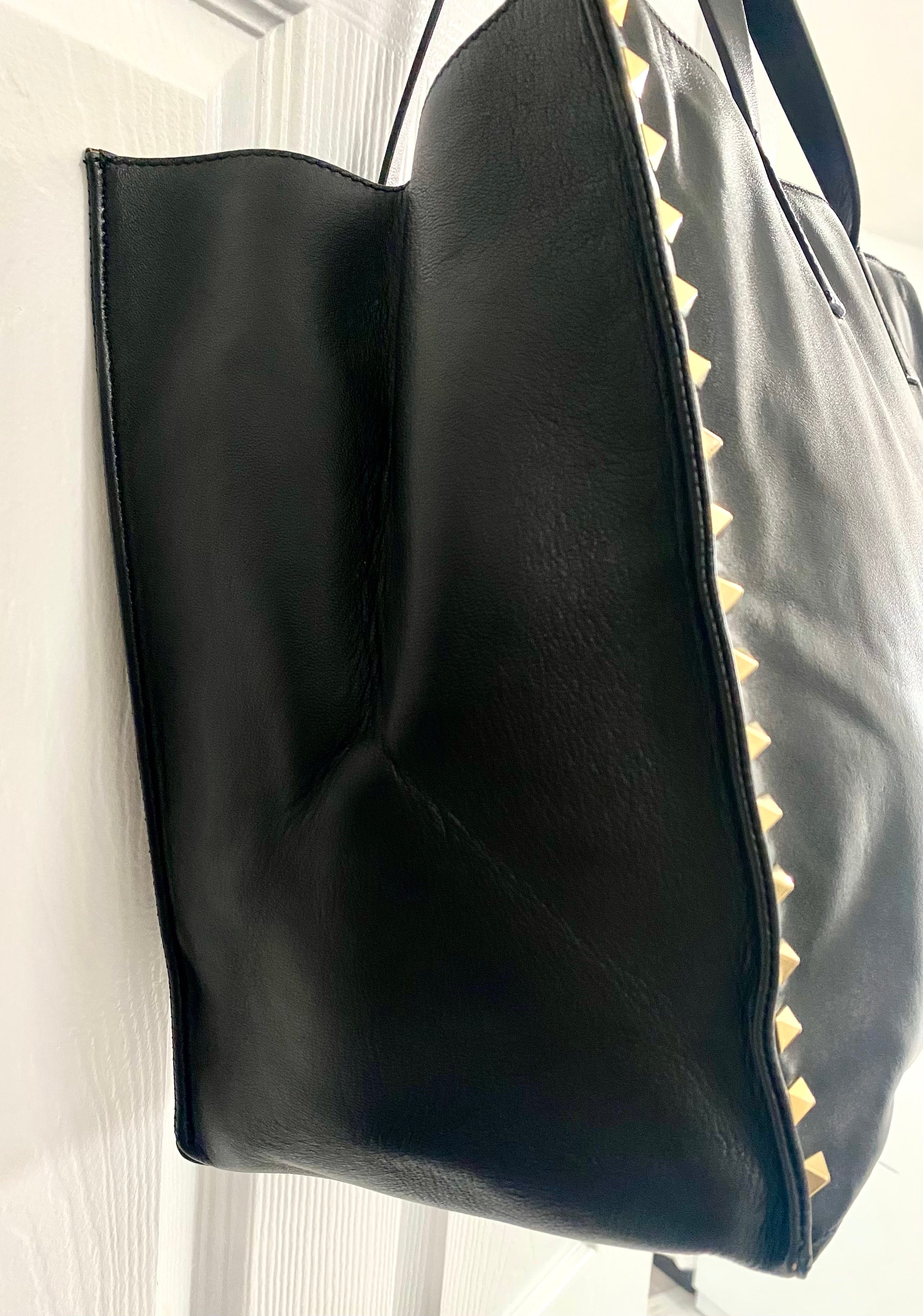 VALENTINO NAPPA LEATHER ROCKSTUD SOFT TOTE BAG