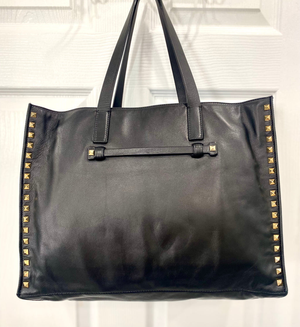 VALENTINO NAPPA LEATHER ROCKSTUD SOFT TOTE BAG