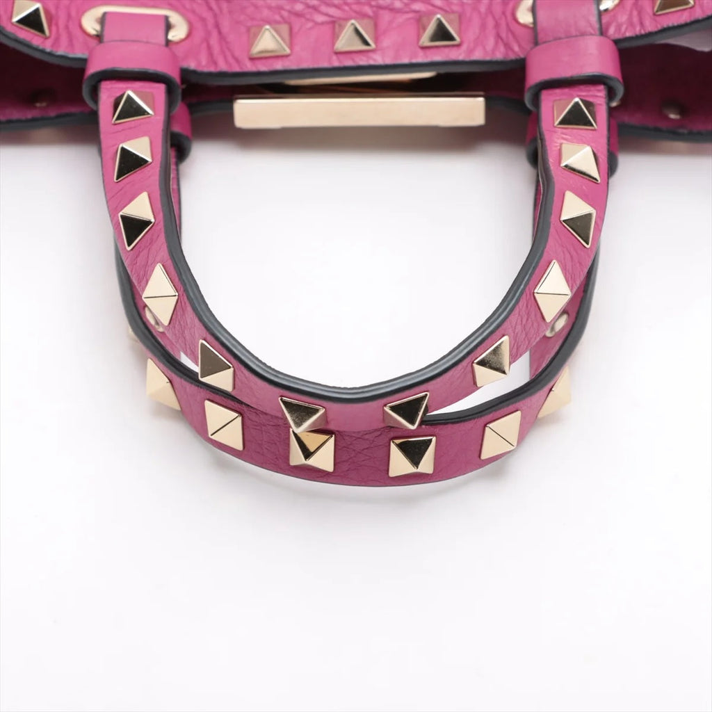 VALENTINO PEBBLED CALFSKIN ROCKSTUD BUCKET BAG