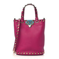 VALENTINO PEBBLED CALFSKIN ROCKSTUD BUCKET BAG