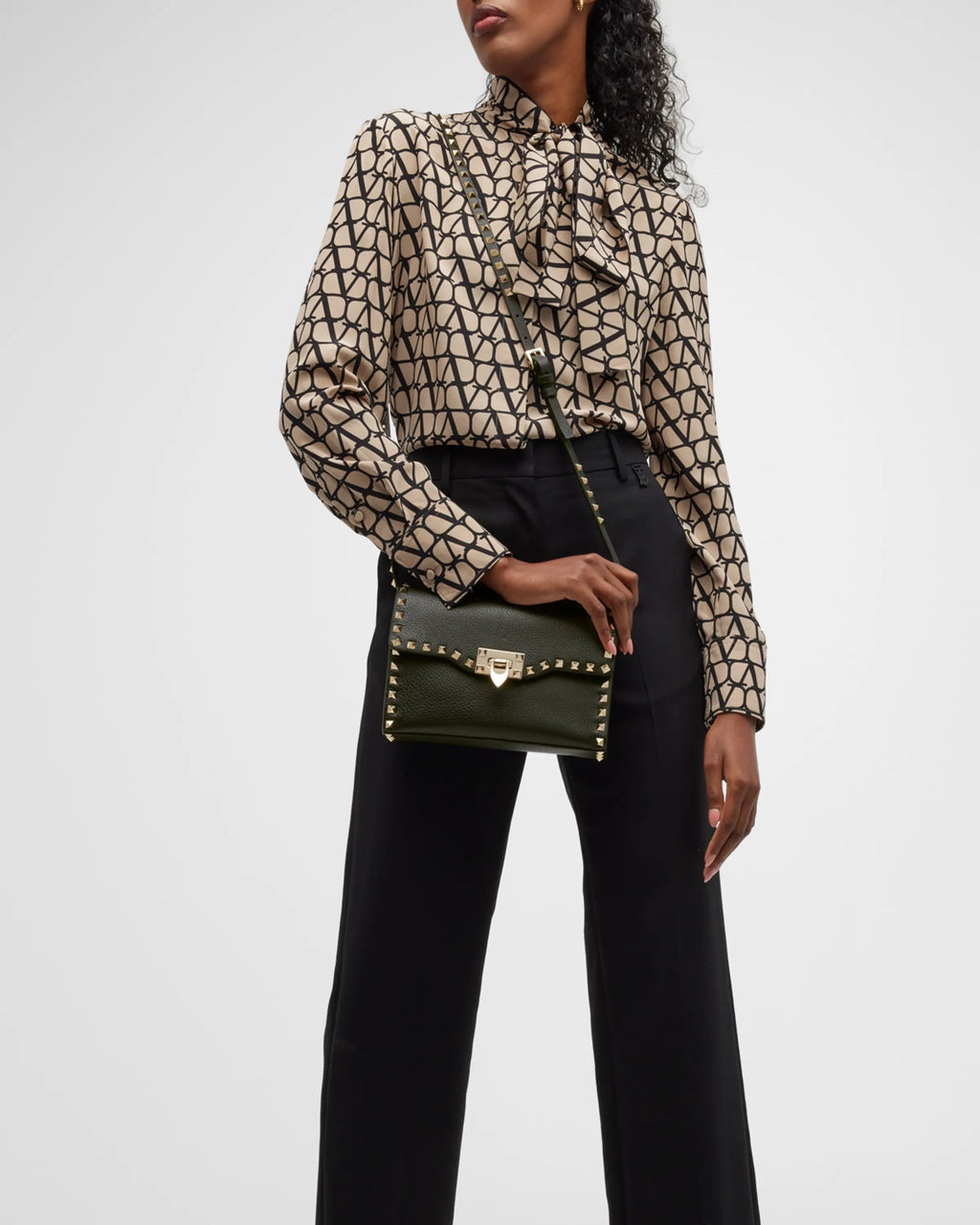 VALENTINO ROCKSTUD CALFSKIN MEDIUM CROSSBODY BAG