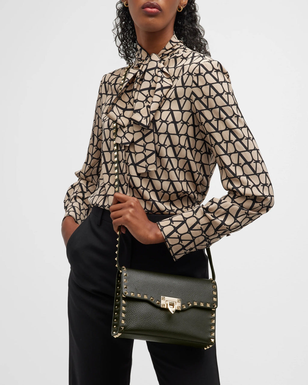 VALENTINO ROCKSTUD CALFSKIN MEDIUM CROSSBODY BAG
