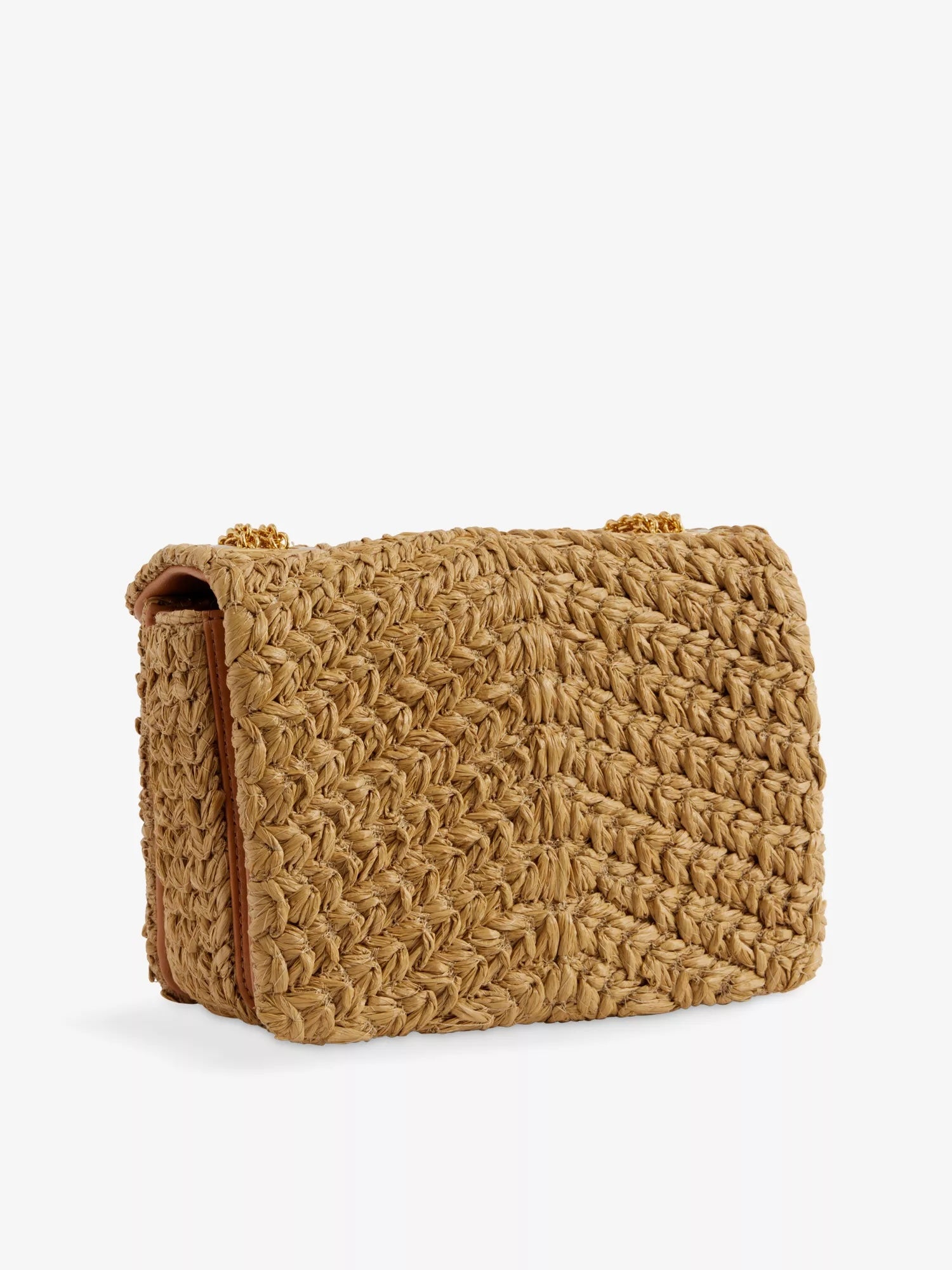 VALENTINO ROMAN ONE STUD RAFFIA & LAMBSKIN LEATHER BAG