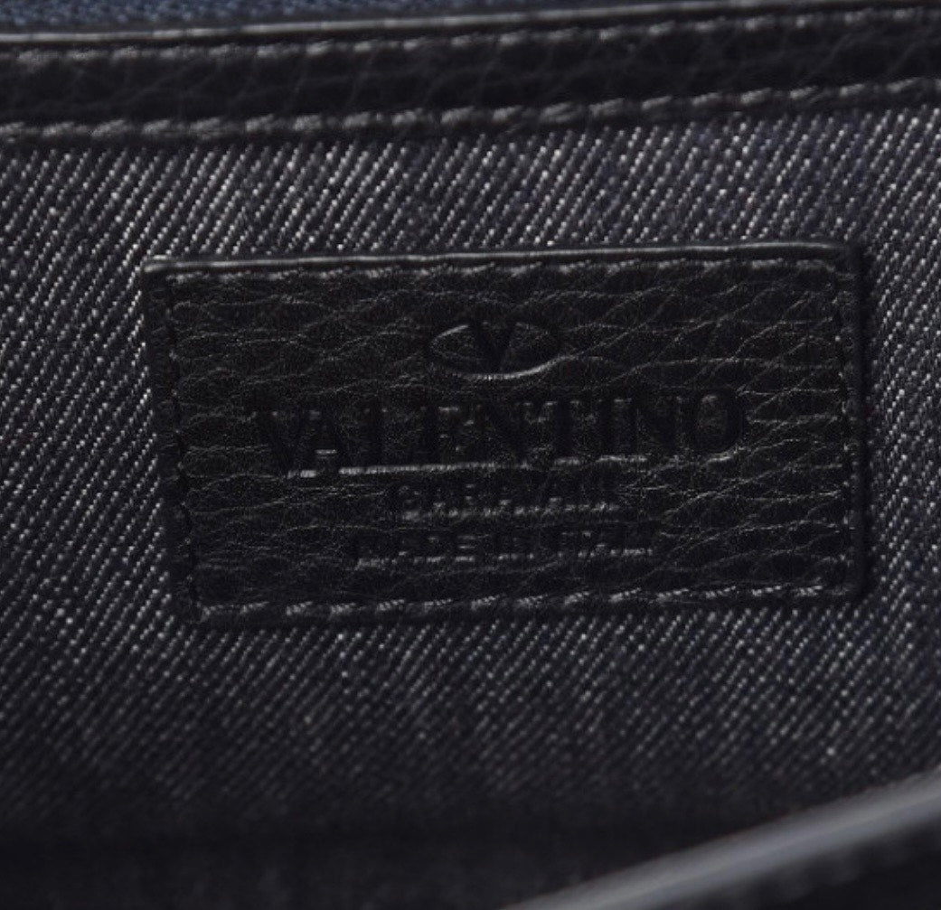 VALENTINO GARAVANI B ROCKSTUD DENIM CROSSBODY BAG