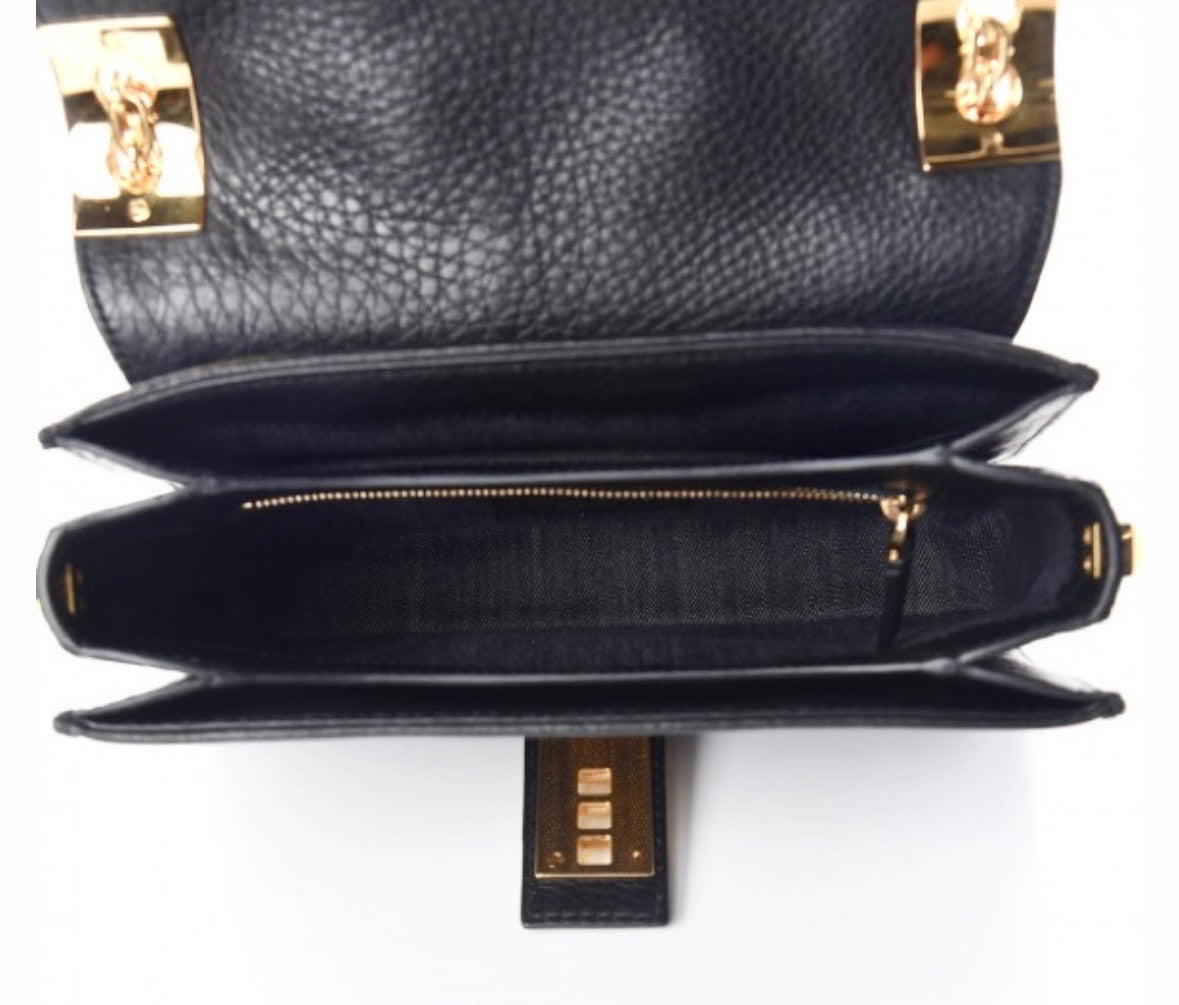 VALENTINO GARAVANI B ROCKSTUD DENIM CROSSBODY BAG
