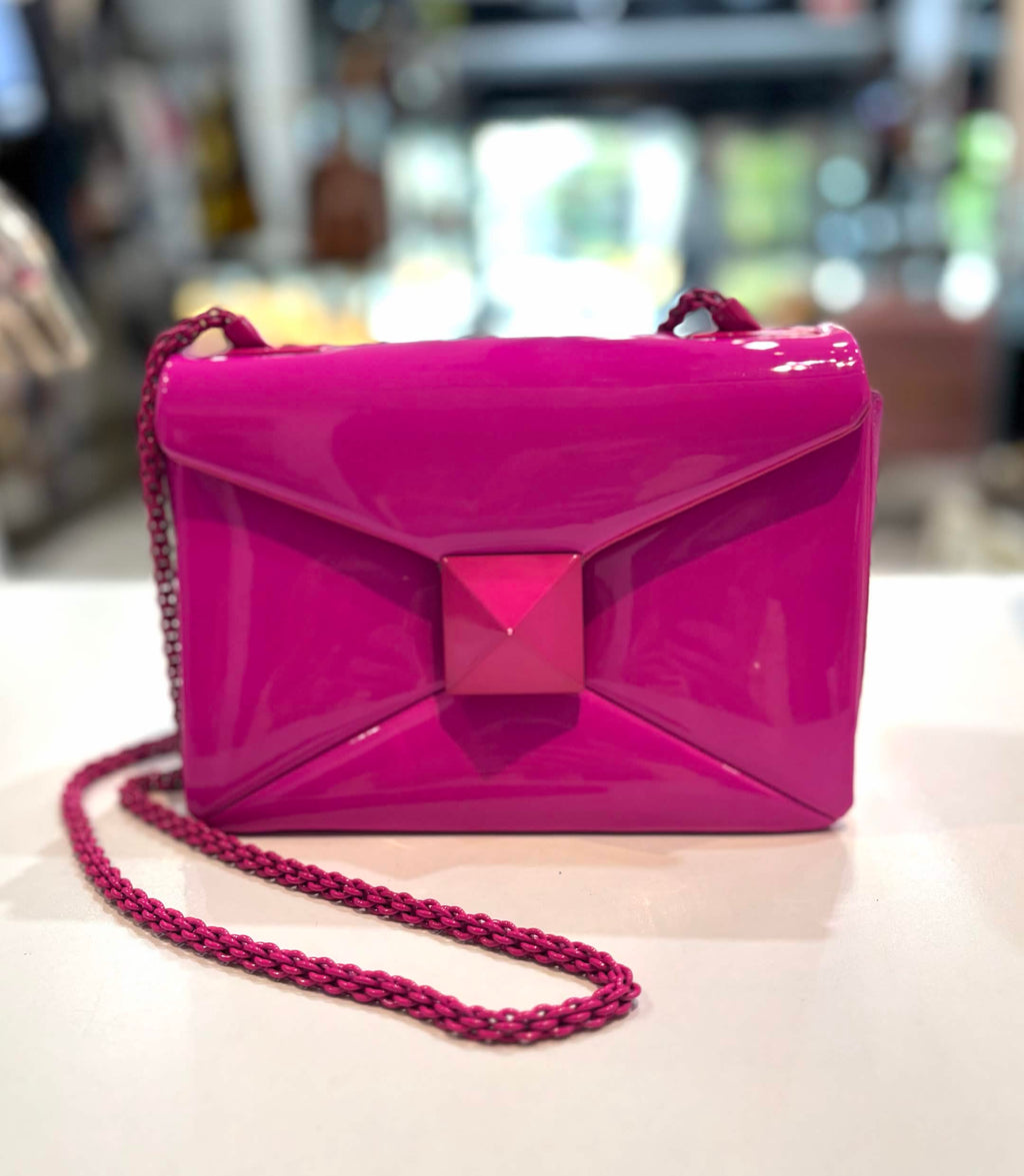 VALENTINO GARAVANI ONE STUD GLOSSY PATENT LEATHER BAG