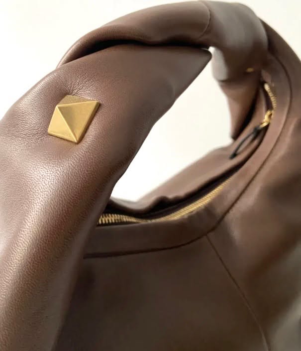 VALENTINO GARAVANI ROCKSTUD CALFSKIN LEATHER HOBO BAG
