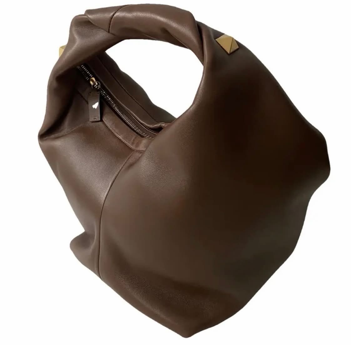 VALENTINO GARAVANI ROCKSTUD CALFSKIN LEATHER HOBO BAG