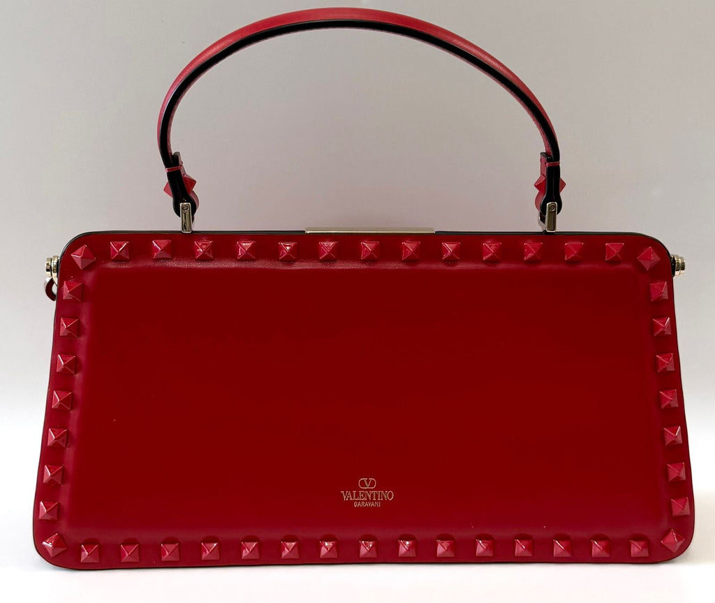 VALENTINO GARAVANI ROCKSTUD CALFSKIN LEATHER TOP HANDLE BAG
