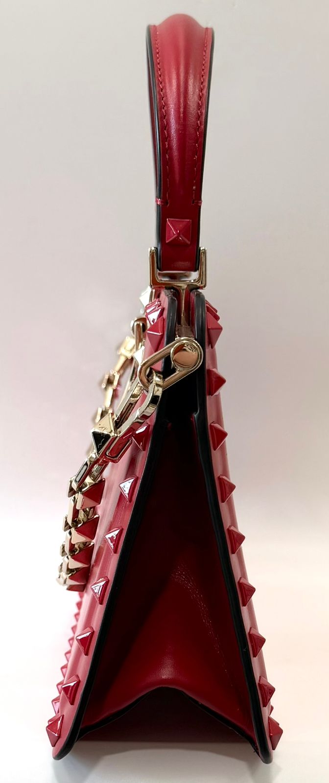VALENTINO GARAVANI ROCKSTUD CALFSKIN LEATHER TOP HANDLE BAG