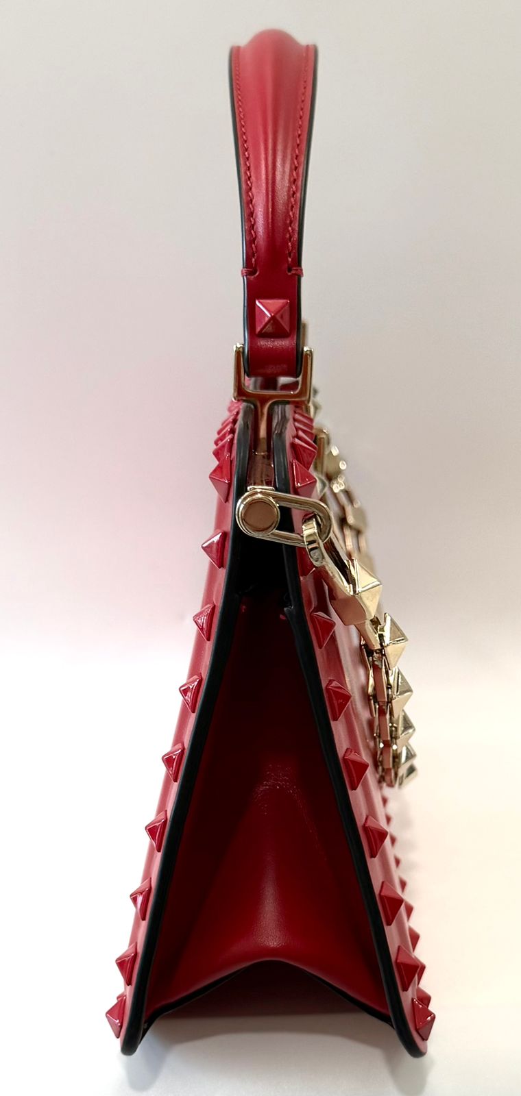 VALENTINO GARAVANI ROCKSTUD CALFSKIN LEATHER TOP HANDLE BAG