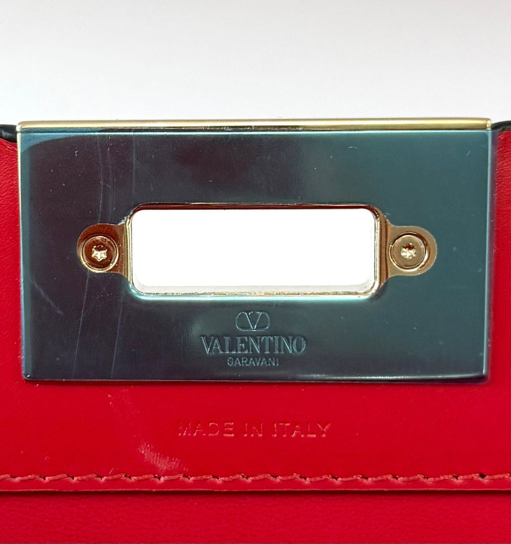 VALENTINO GARAVANI ROCKSTUD CALFSKIN LEATHER TOP HANDLE BAG