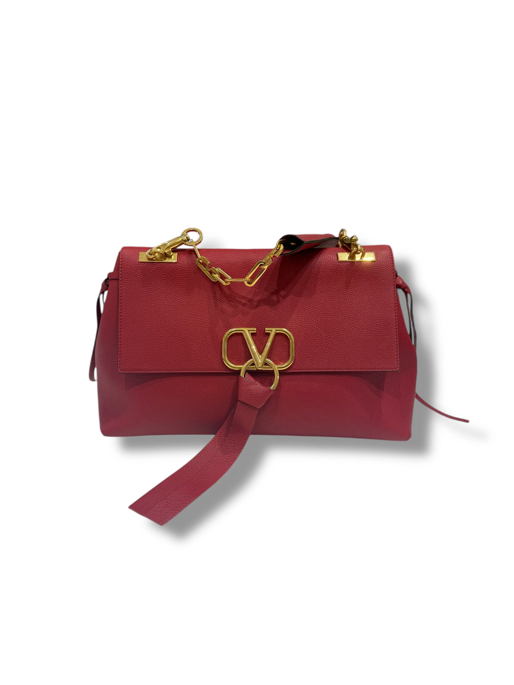 VALENTINO VLOGO CHAIN GRAINED CALFSKIN LEATHER SHOULDER BAG