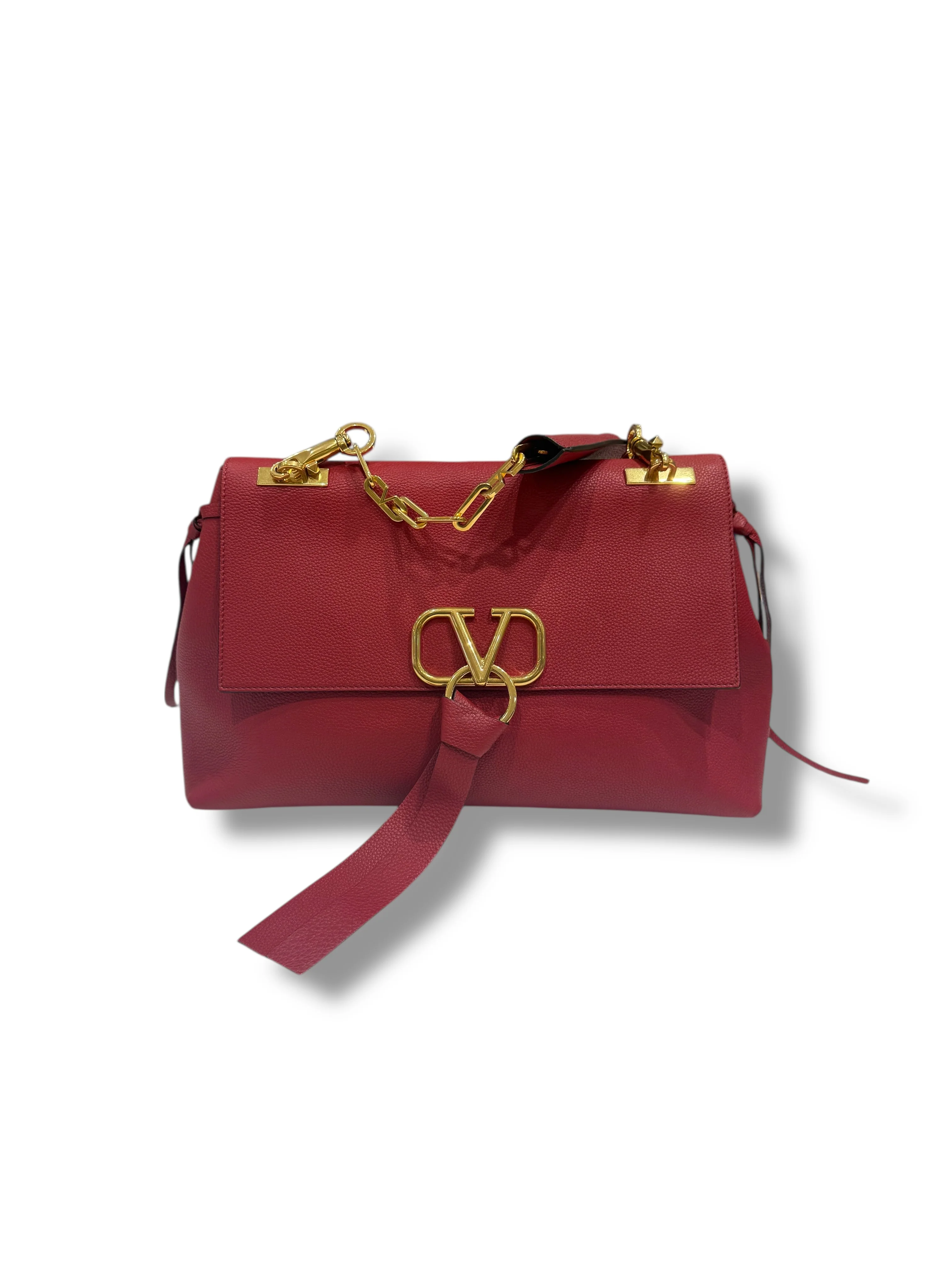VALENTINO VLOGO CHAIN GRAINED CALFSKIN LEATHER SHOULDER BAG