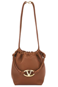 VALENTINO GARAVANI V LOGO CALFSKIN LEATHER DRAWSTRING BAG
