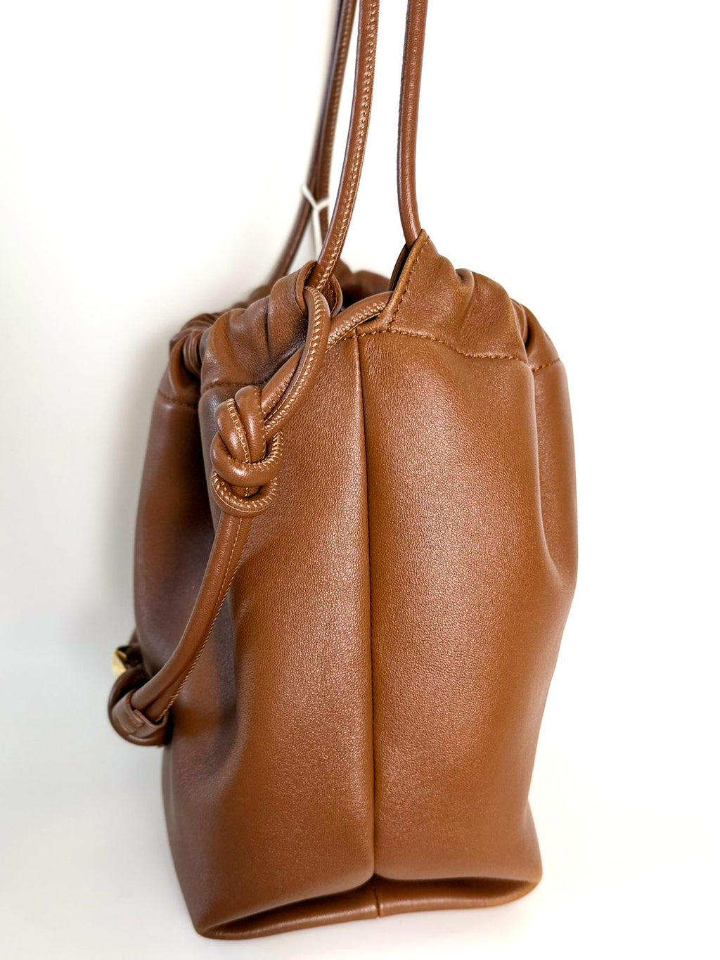 VALENTINO GARAVANI V LOGO CALFSKIN LEATHER DRAWSTRING BAG