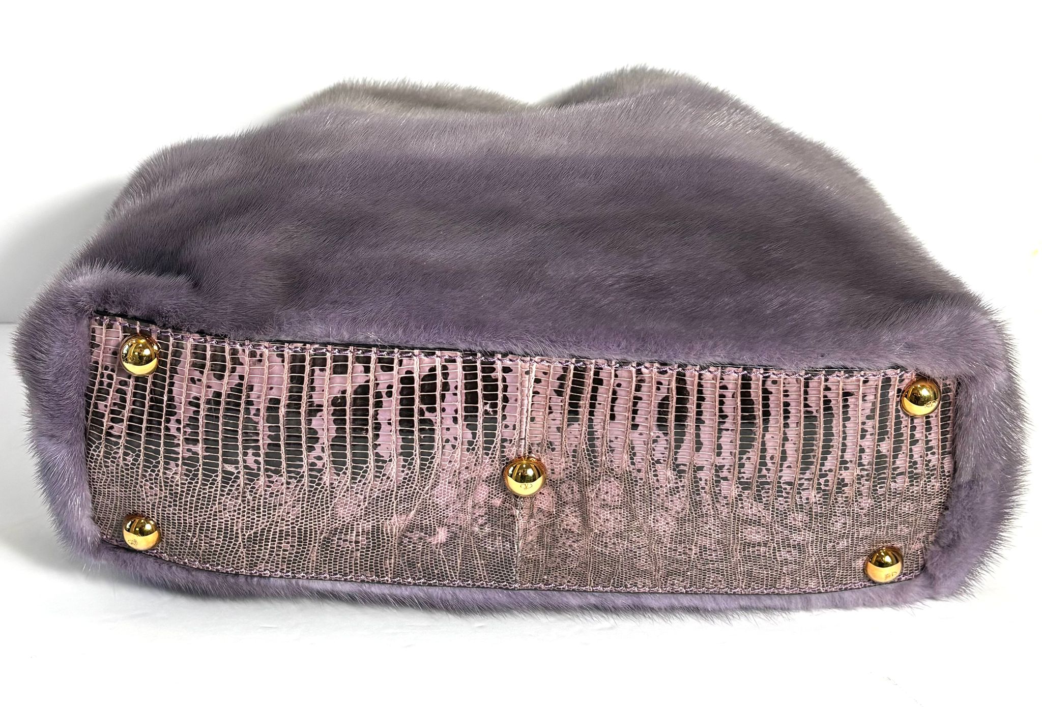 VALENTINO PURPLE OMBRE STRIPED MINK TOTE