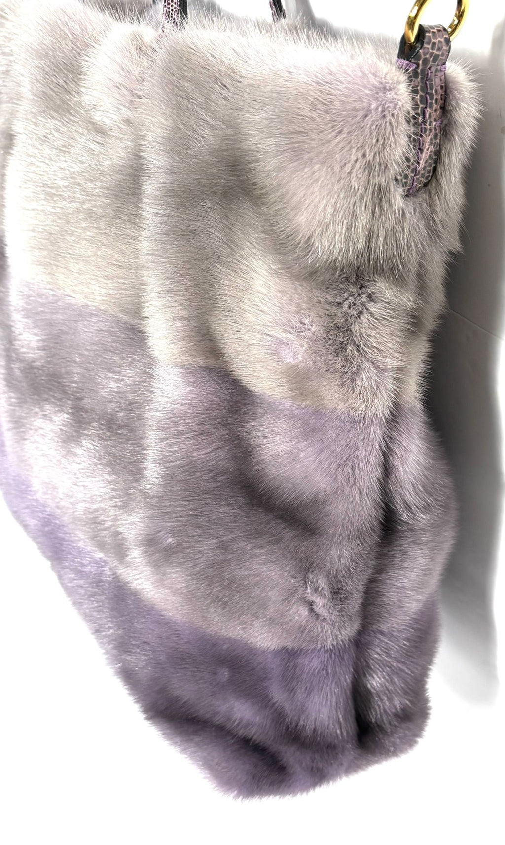 VALENTINO PURPLE OMBRE STRIPED MINK TOTE