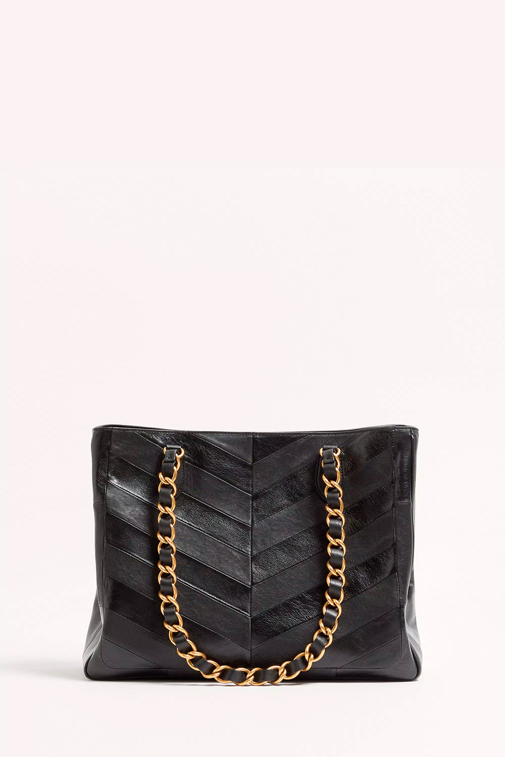 Laseine Shopping Bag In Nappa Leather With A Chevron Pattern