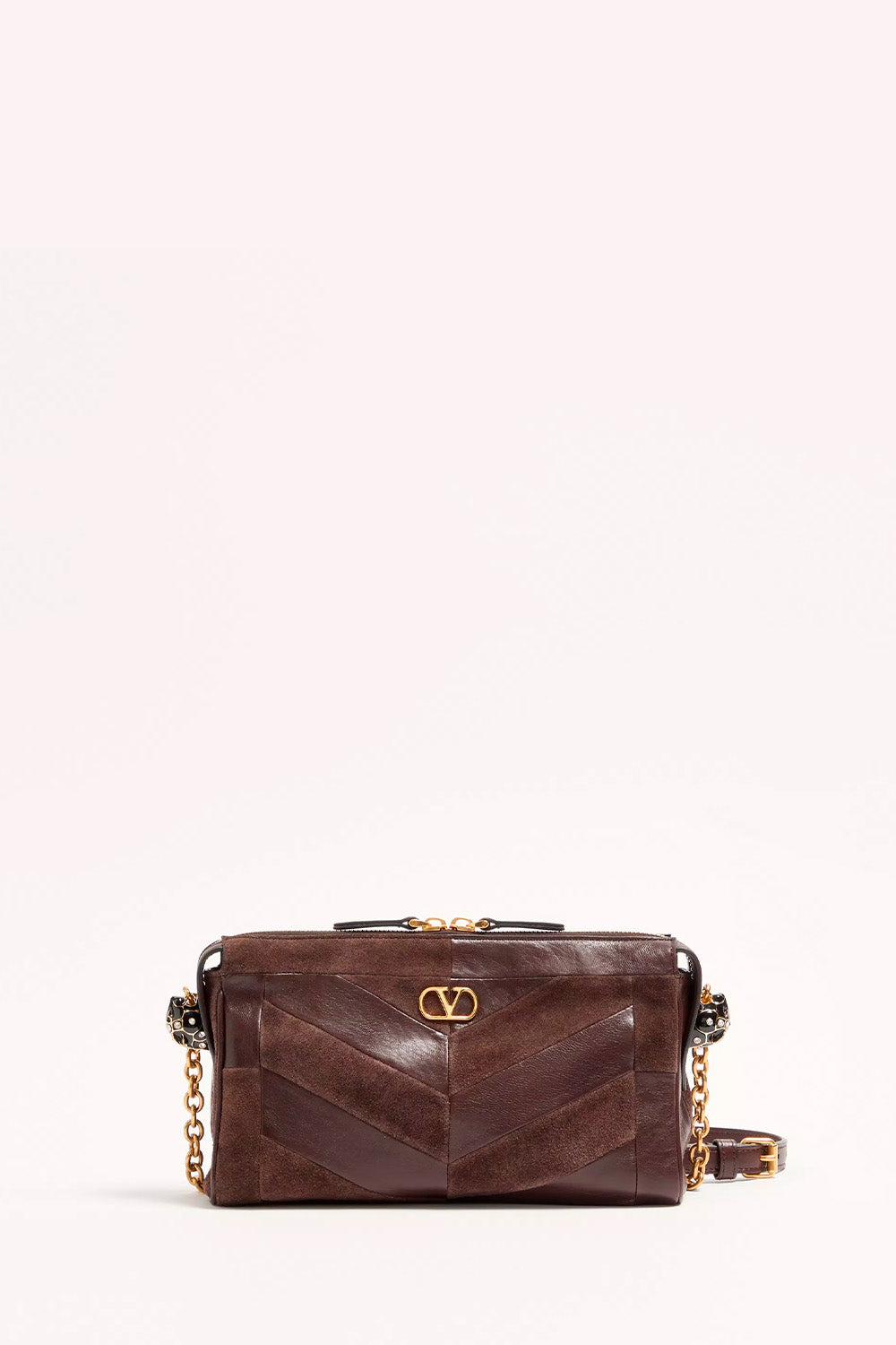 Panthea Small Shoulder Bag In Suede And Nappa With Chevron Pattern