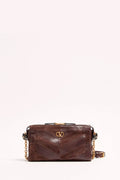 Panthea Small Shoulder Bag In Suede And Nappa With Chevron Pattern