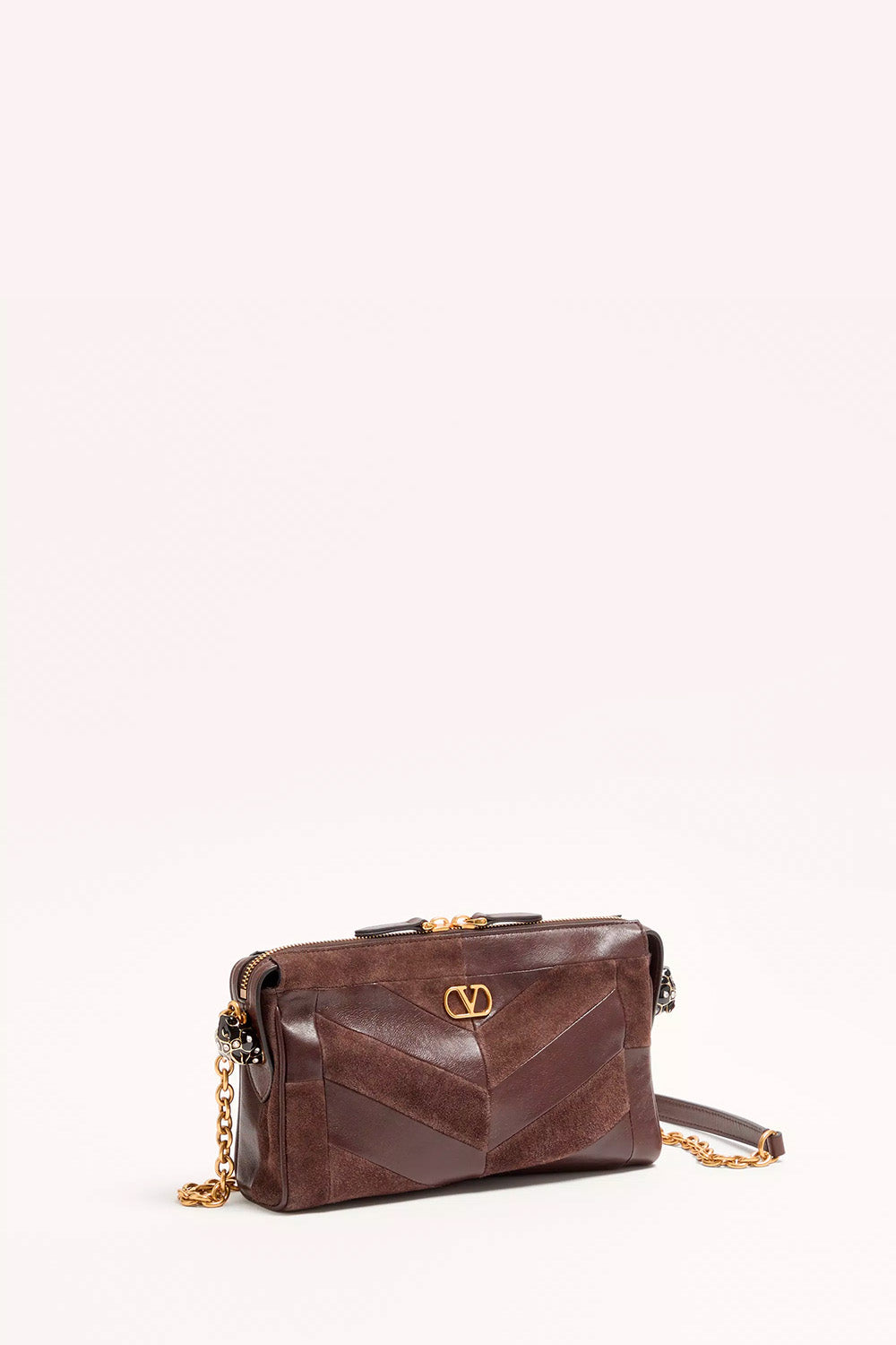 Panthea Small Shoulder Bag In Suede And Nappa With Chevron Pattern