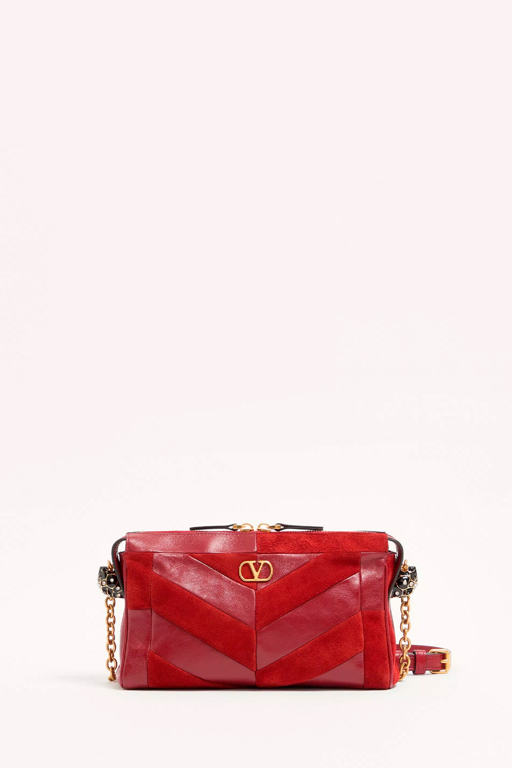 Panthea Small Shoulder Bag In Suede And Nappa With Chevron Pattern