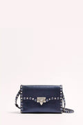 Rockstud Small Shoulder Bag In Laminated Calfskin With Cabochon Stones