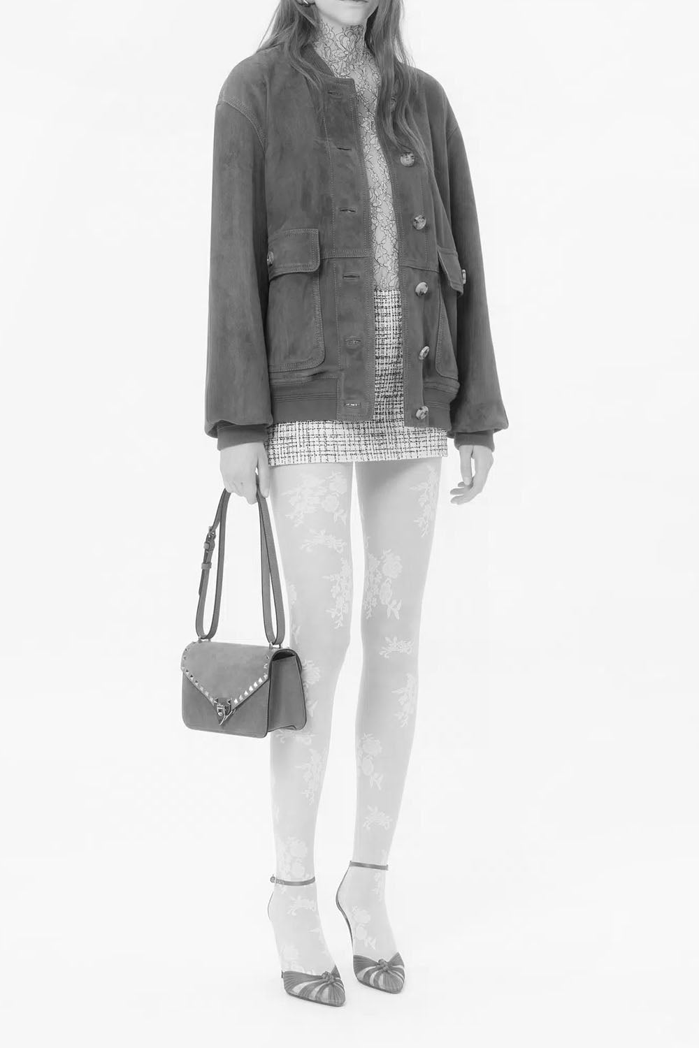 Rockstud Small Shoulder Bag In Suede