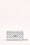 Rockstud Spike Shoulder Bag In Laminated Nappa Leather With Cabochon Stones