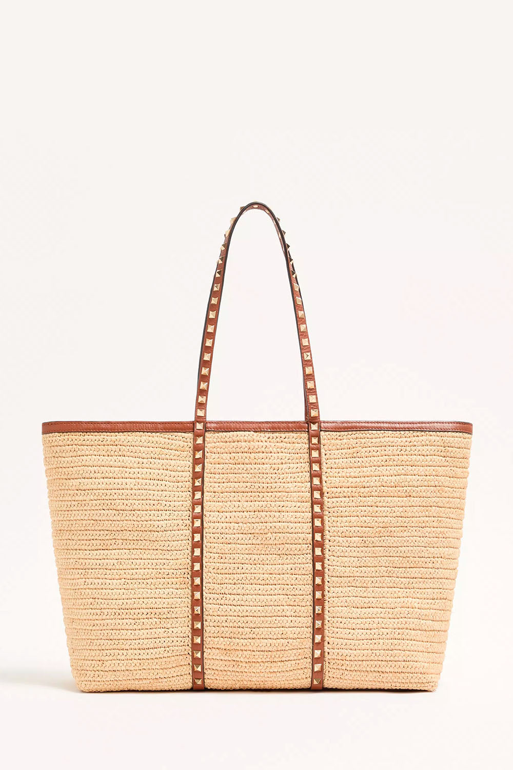 Rockstud Shopping Bag In Raffia